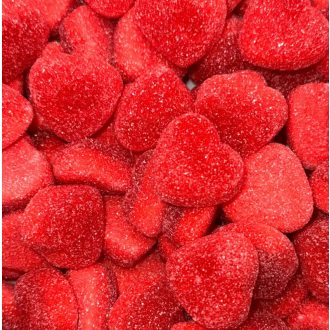 Gumové cukríky Sour Plnené jahodové srdce 300g