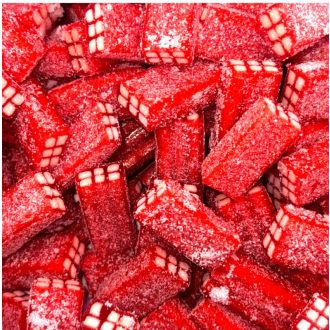 Gumové cukríky Sour Jahoda v tvare tehly 300g