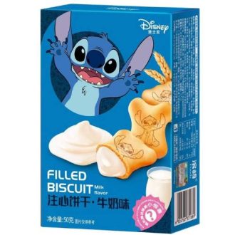   Binqi & Disney Stitch sušienka plnená mliekom 50g - plnené mliečne sušienky