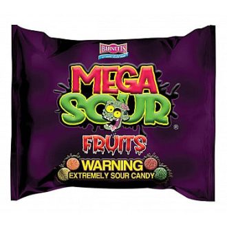   Barnetts Mega Sour Ovocie 104g, jedny z najkyslejších cukríkov na svete!